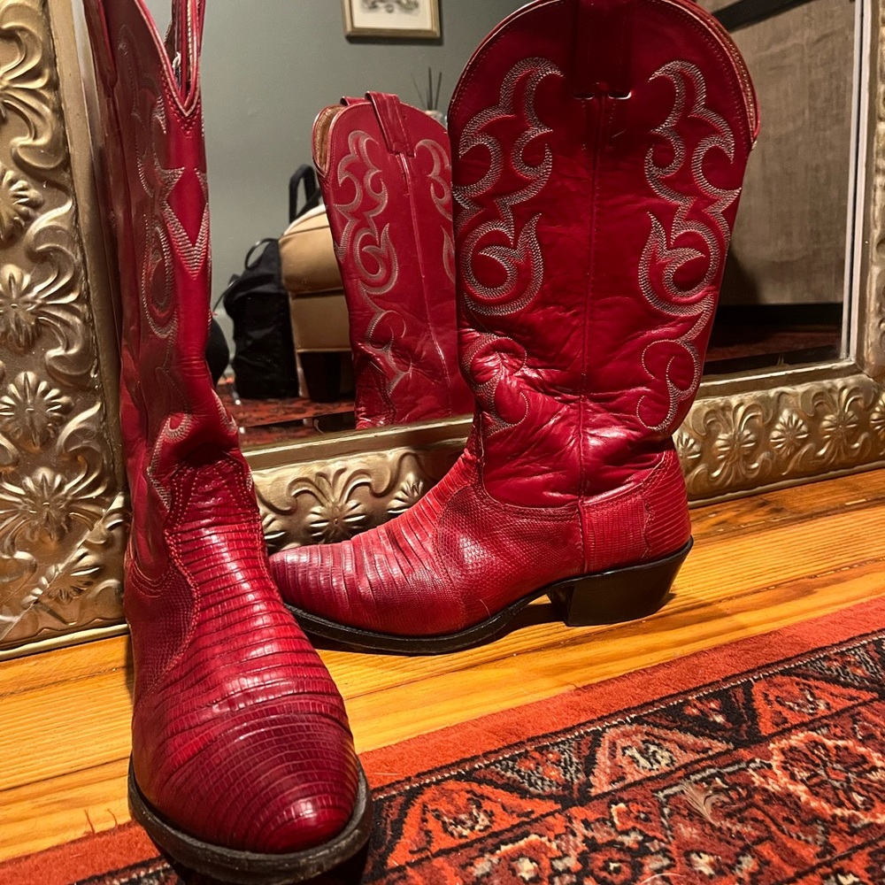 Vintage Red Nocona Western Heeled Boots - Picture 2 of 4